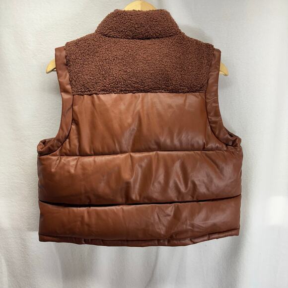 Maurice's Faux Leather Sherpa Puffer Vest - Size Large - Picture 11 of 13